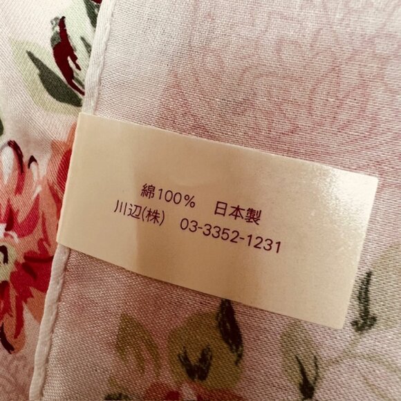 BeautifulLaura Ashley Mini Scarf/Handkerchief 23"x23" Peach Pink Floral (Sc17) - Picture 5 of 7